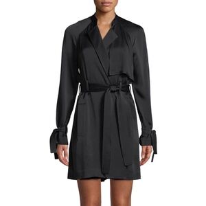 A.L.C. Black Satin Trench Coat / Dress Size 6 Like New